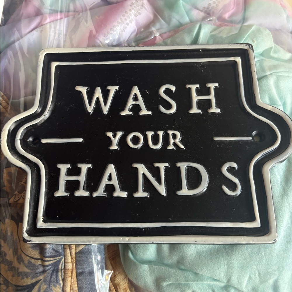 Magnolia Black and White Wash Your Hands Sign